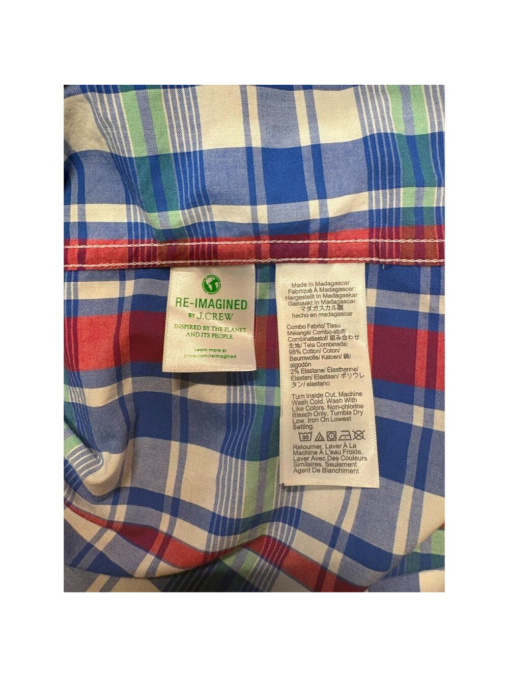 J.Crew Slim Untucked Flex Washed Plaid Shirt Men’s Medium Button Down Casual - Picture 5 of 6